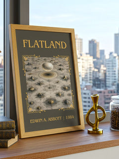 Flatland Classic Book Art Print by Edwin A. Abbott – framed print on a city-view windowsill