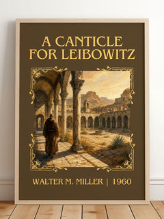 A Canticle for Leibowitz Classic Book Art Print by Walter M. Miller – framed print leaning on a wooden floor