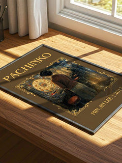 Pachinko Classic Book Art Print by Min Jin Lee – print on a sunlit desk