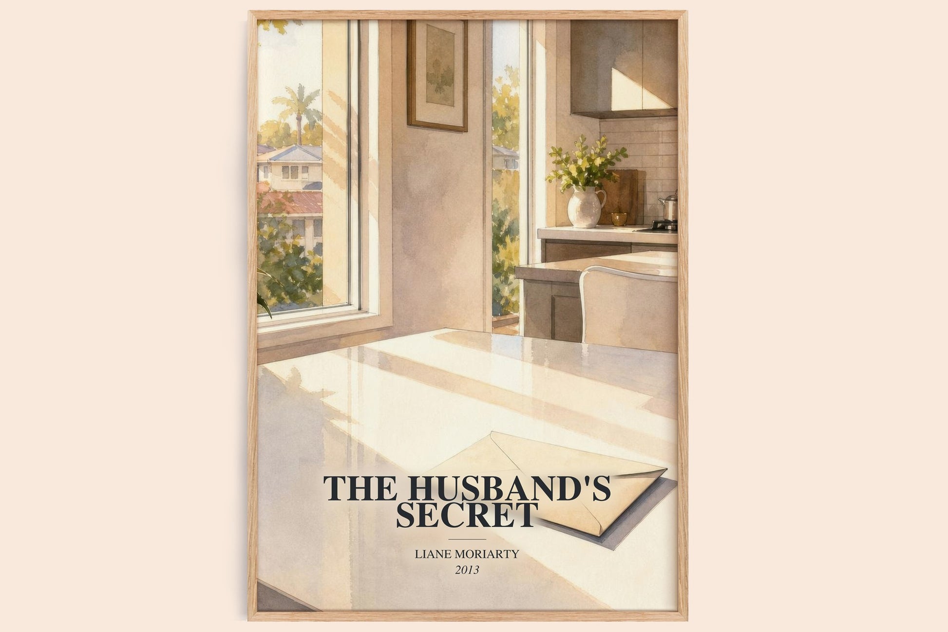 The Husband'S Secret watercolour book poster by Liane Moriarty – framed literary art print