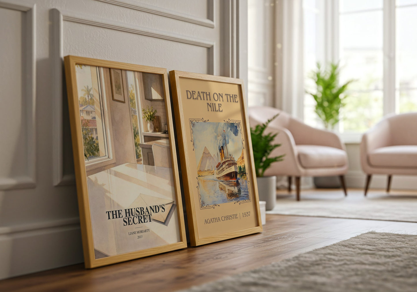 The Husband'S Secret watercolour print framed by window – literary home decor