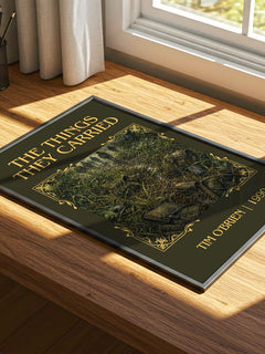 The Things They Carried Classic Book Art Print by Tim O'Brien – print on a sunlit desk