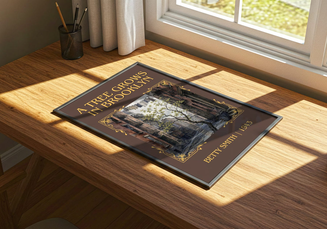 A Tree Grows in Brooklyn Classic Book Art Print by Betty Smith – print on a sunlit desk