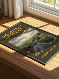 The Remains of the Day Classic Book Art Print by Kazuo Ishiguro – print on a sunlit desk