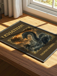 Leviathan Classic Book Art Print by Thomas Hobbes – print on a sunlit desk