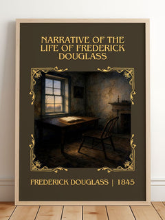Narrative of the Life of Frederick Douglass Classic Book Art Print by Frederick Douglass – framed print leaning on a wooden floor