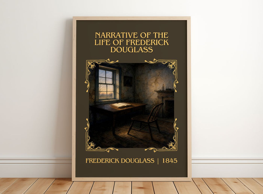 Narrative of the Life of Frederick Douglass Classic Book Art Print by Frederick Douglass – framed print leaning on a wooden floor