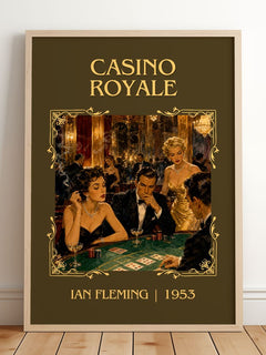 Casino Royale Classic Book Art Print by Ian Fleming – framed print leaning on a wooden floor