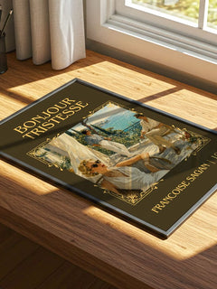 Bonjour Tristesse Classic Book Art Print by Francoise Sagan – print on a sunlit desk