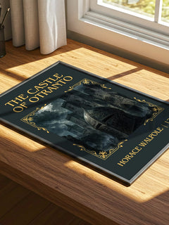 The Castle of Otranto Classic Book Art Print by Horace Walpole – print on a sunlit desk