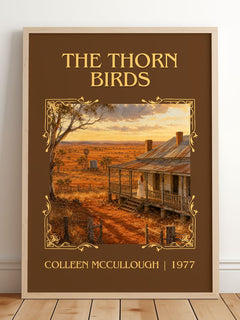 The Thorn Birds Classic Book Art Print by Colleen McCullough – framed print leaning on a wooden floor