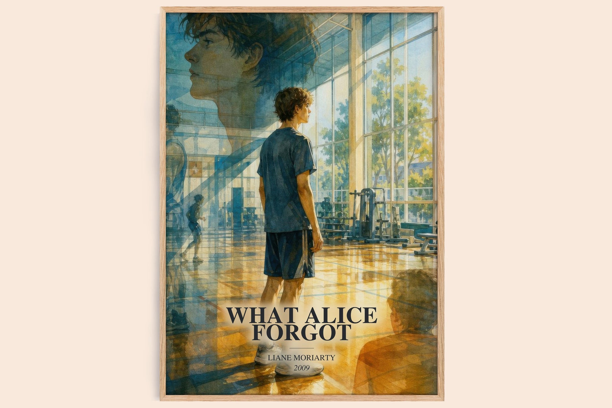 What Alice Forgot watercolour book poster by Liane Moriarty – framed literary art print