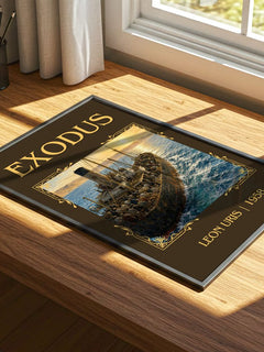 Exodus Classic Book Art Print by Leon Uris – print on a sunlit desk