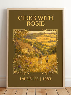 Cider with Rosie Classic Book Art Print by Laurie Lee – framed print leaning on a wooden floor