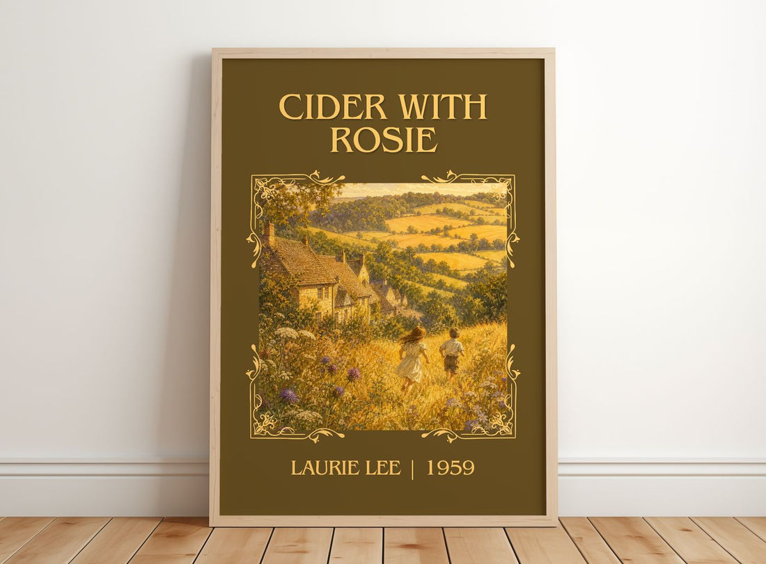 Cider with Rosie Classic Book Art Print by Laurie Lee – framed print leaning on a wooden floor