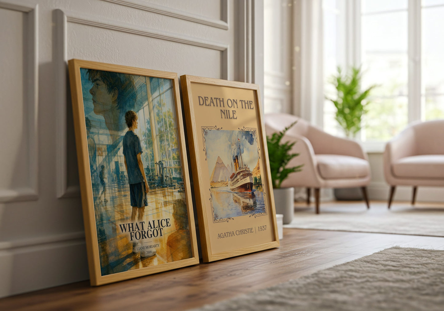 What Alice Forgot watercolour print framed by window – literary home decor