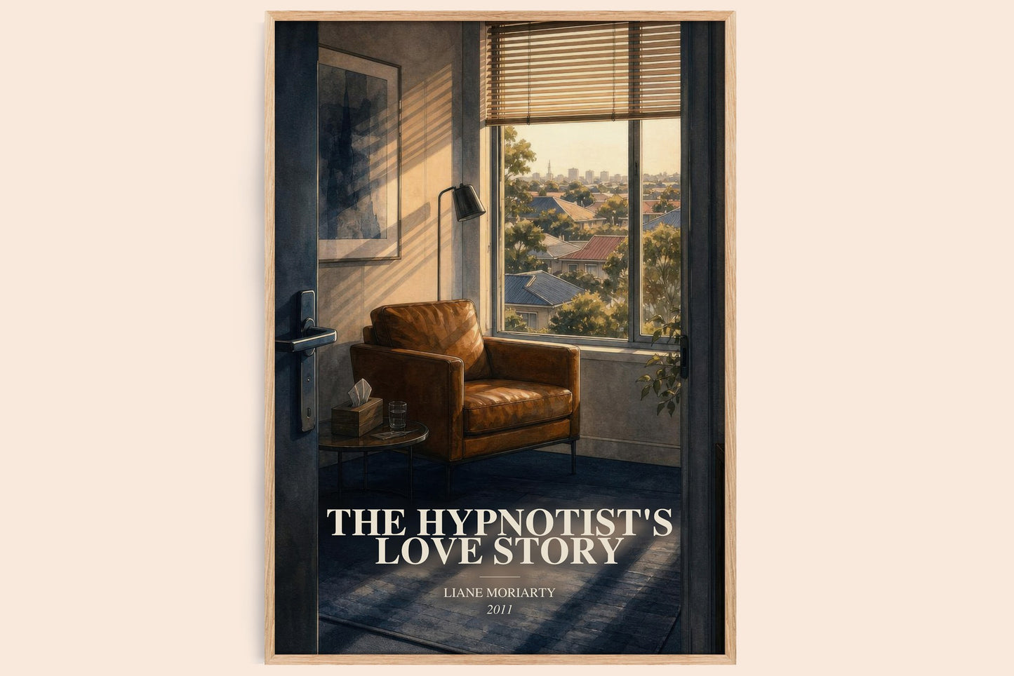 The Hypnotist'S Love Story watercolour book poster by Liane Moriarty – framed literary art print