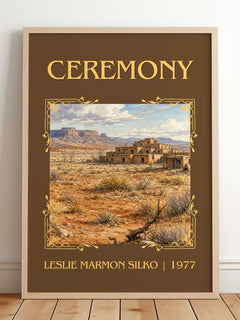 Ceremony Classic Book Art Print by Leslie Marmon Silko – framed print leaning on a wooden floor