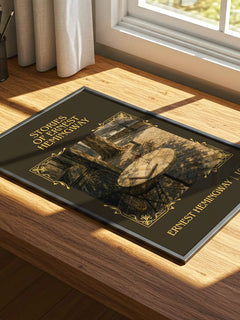 Stories of Ernest Hemingway Classic Book Art Print by Ernest Hemingway – print on a sunlit desk
