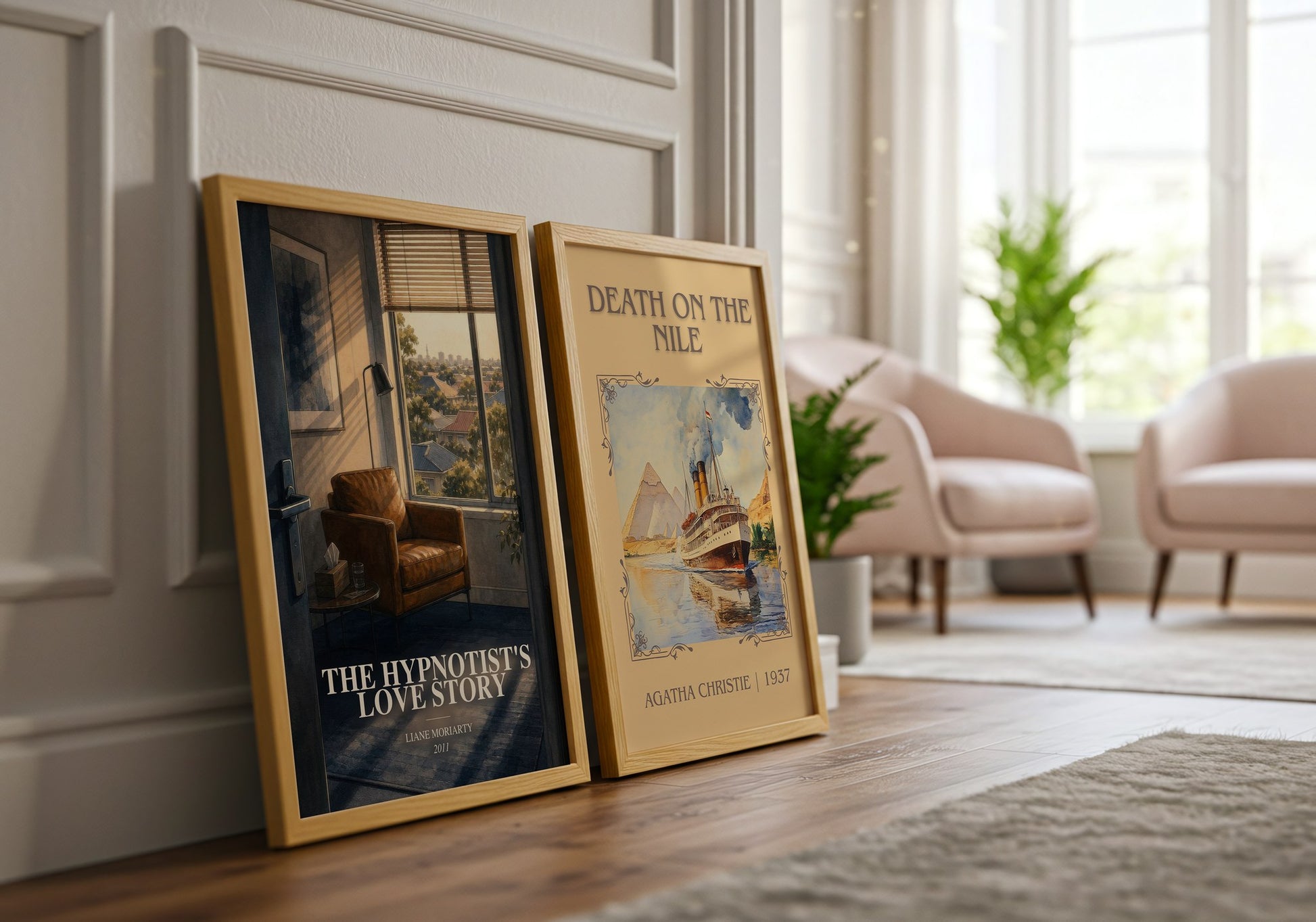 The Hypnotist'S Love Story watercolour print framed by window – literary home decor