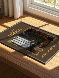 On Liberty Classic Book Art Print by John Stuart Mill – print on a sunlit desk