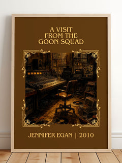 A Visit From The Goon Squad Classic Book Art Print by Jennifer Egan – framed print leaning on a wooden floor