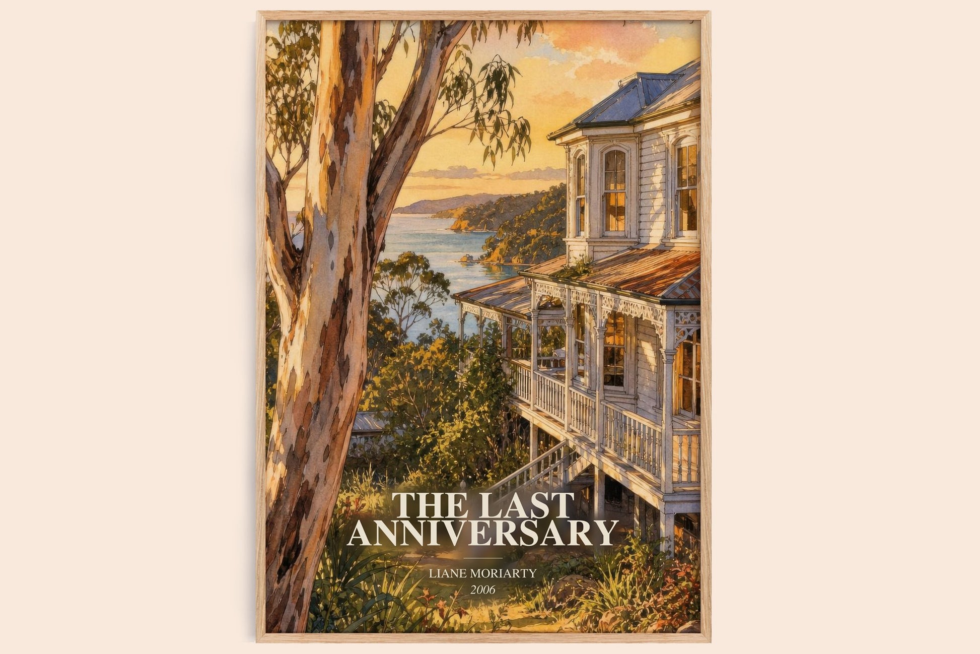 The Last Anniversary watercolour book poster by Liane Moriarty – framed literary art print