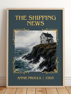 The Shipping News Classic Book Art Print by Annie Proulx – framed print leaning on a wooden floor
