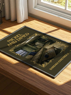 Nickel And Dimed Classic Book Art Print by Barbara Ehrenreich – print on a sunlit desk
