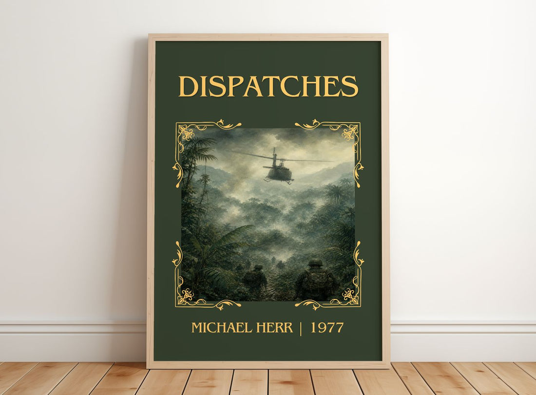 Dispatches Classic Book Art Print by Michael Herr – framed print leaning on a wooden floor