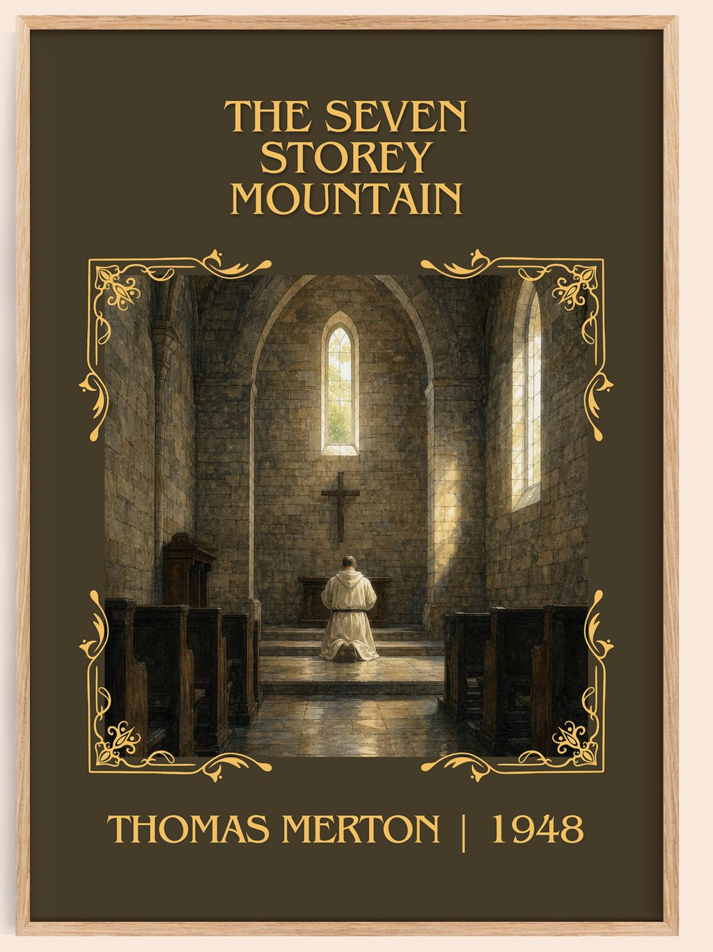 The Seven Storey Mountain Classic Book Art Print by Thomas Merton – book poster