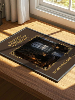 Jonathan Strange and Mr Norrell Classic Book Art Print by S. Clarke – print on a sunlit desk