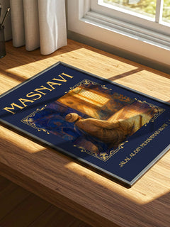 Masnavi Classic Book Art Print by Jalal al-Din Muhammad Rumi – print on a sunlit desk