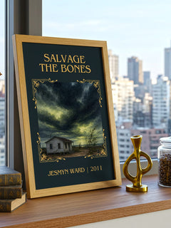 Salvage the Bones Classic Book Art Print by Jesmyn Ward – framed print on a city-view windowsill