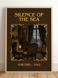 Silence of the Sea Classic Book Art Print by Vercors – framed print leaning on a wooden floor