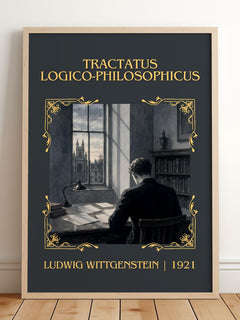Tractatus Logico-Philosophicus Classic Book Art Print by Ludwig Wittgenstein – framed print leaning on a wooden floor
