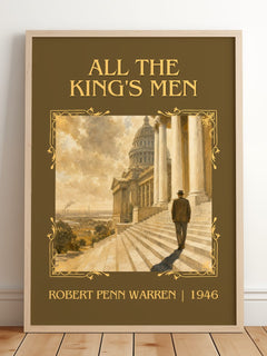 All the King's Men Classic Book Art Print by Robert Penn Warren – framed print leaning on a wooden floor
