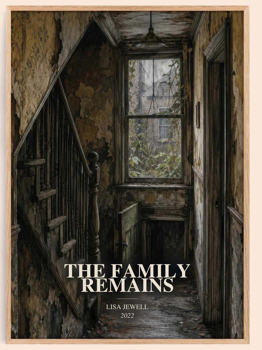 The Family Remains watercolour book poster by Lisa Jewell – framed literary art print