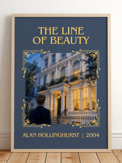 The Line of Beauty Classic Book Art Print by Alan Hollinghurst – framed print leaning on a wooden floor
