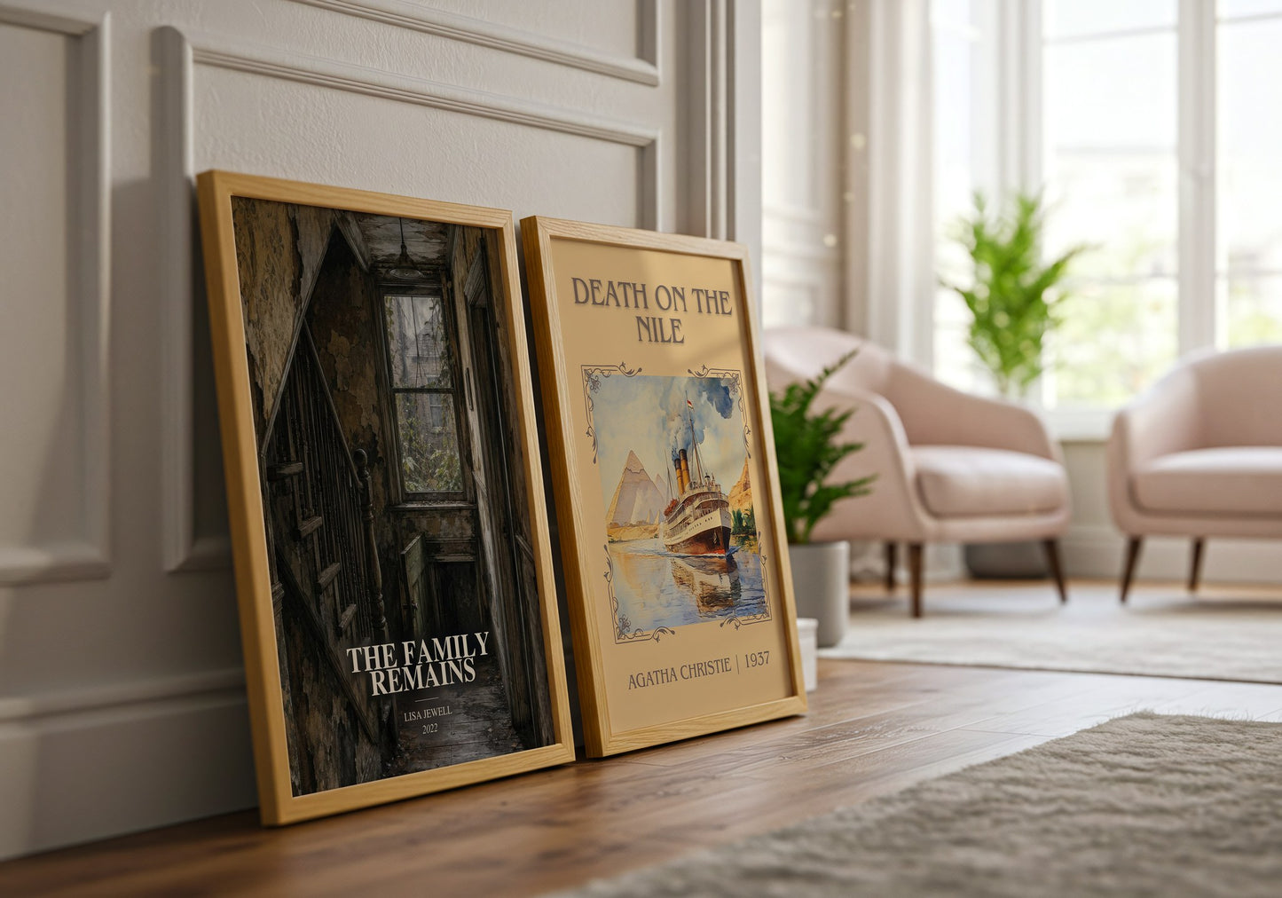 The Family Remains watercolour print framed by window – literary home decor