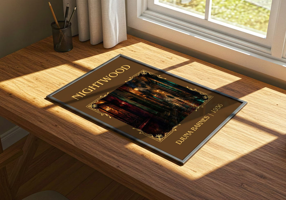Nightwood Classic Book Art Print by Djuna Barnes – print on a sunlit desk