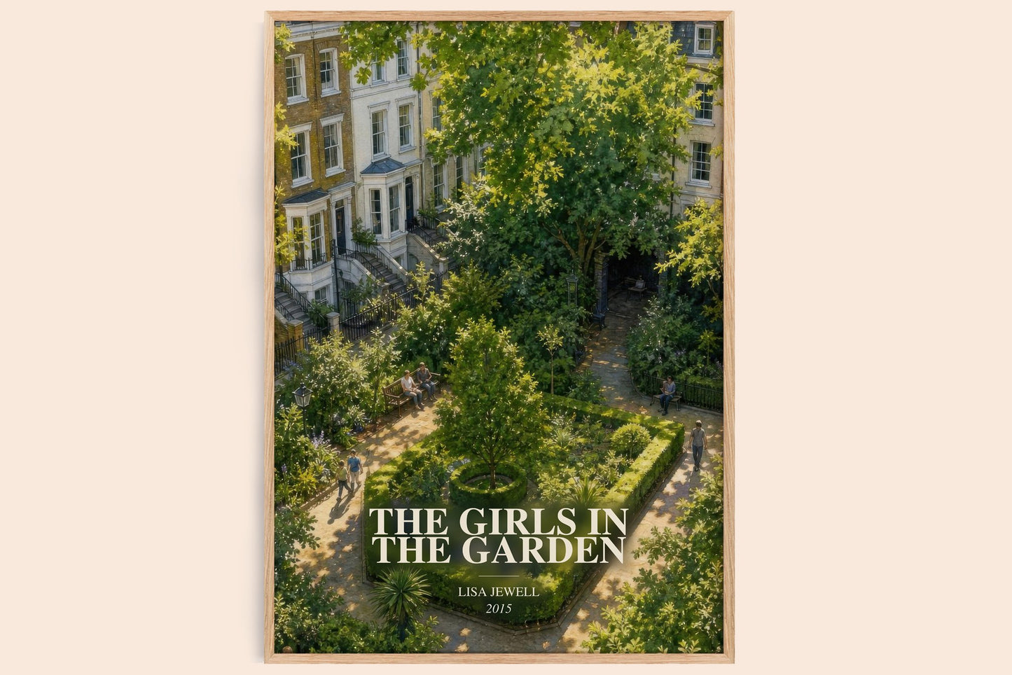 The Girls In The Garden watercolour book poster by Lisa Jewell – framed literary art print
