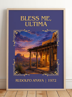 Bless Me, Ultima Classic Book Art Print by Rudolfo Anaya – framed print leaning on a wooden floor