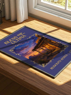 Bless Me, Ultima Classic Book Art Print by Rudolfo Anaya – print on a sunlit desk