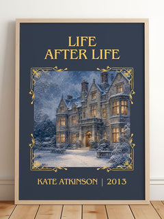 Life After Life Classic Book Art Print by Kate Atkinson – framed print leaning on a wooden floor