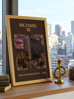 Richard III Classic Book Art Print by William Shakespeare – framed print on a city-view windowsill