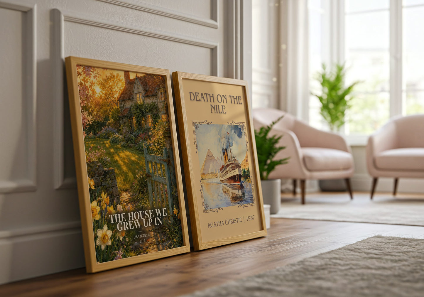 The House We Grew Up In watercolour print framed by window – literary home decor