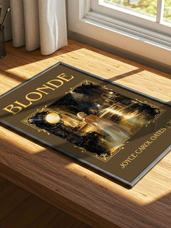 Blonde Classic Book Art Print by Joyce Carol Oates – print on a sunlit desk
