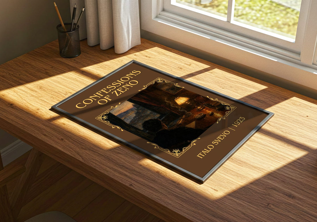Confessions of Zeno Classic Book Art Print by Italo Svevo – print on a sunlit desk