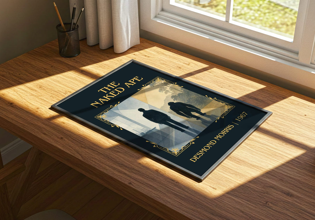 The Naked Ape Classic Book Art Print by Desmond Morris – print on a sunlit desk